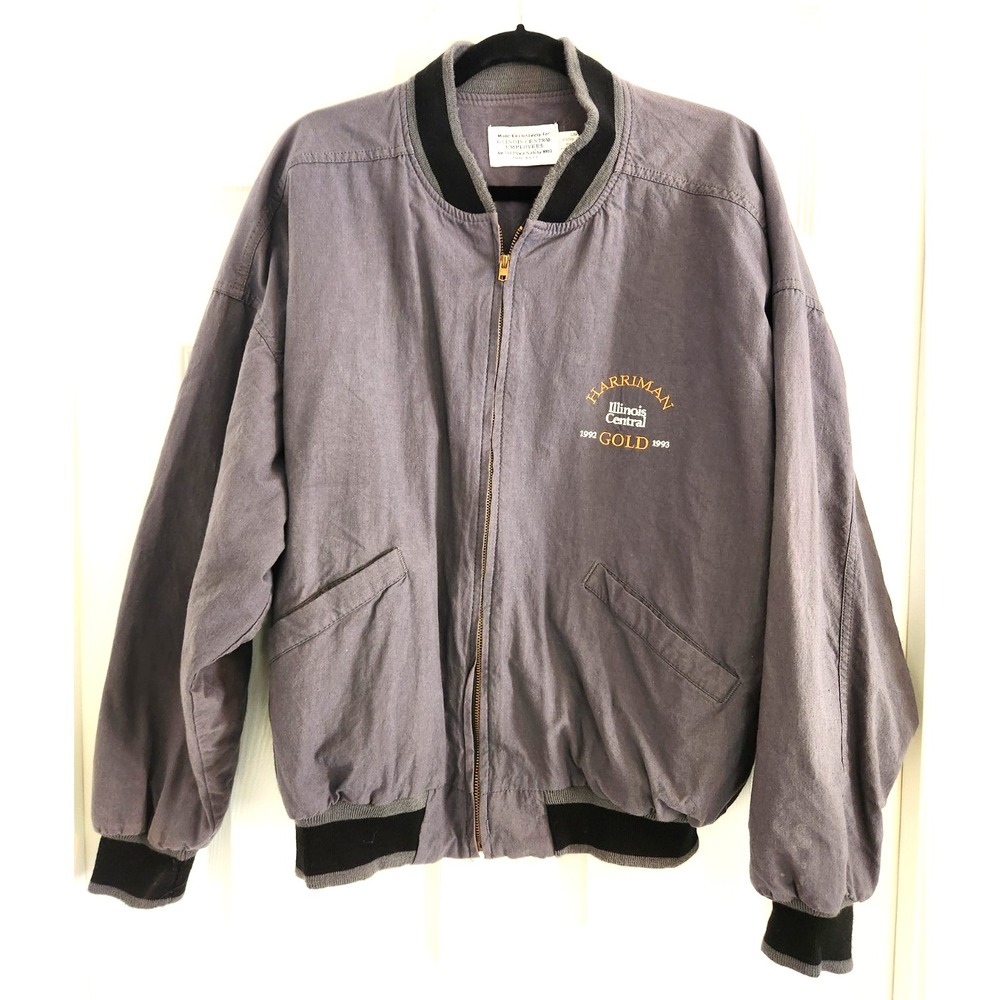 Illinois Central Railroad Harriman Safety Award Jacket Men's Sz L Gray USA Made